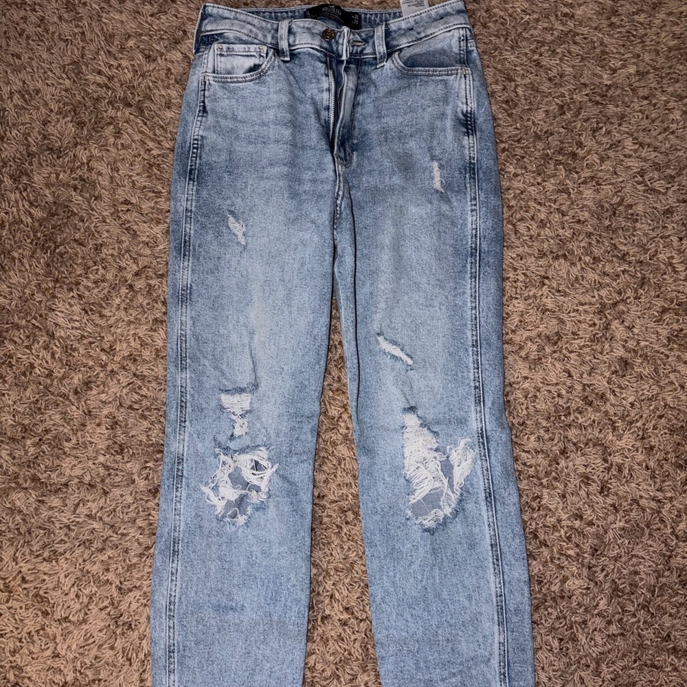 Hollister Faded Blue Ripped Boyfriend Jeans